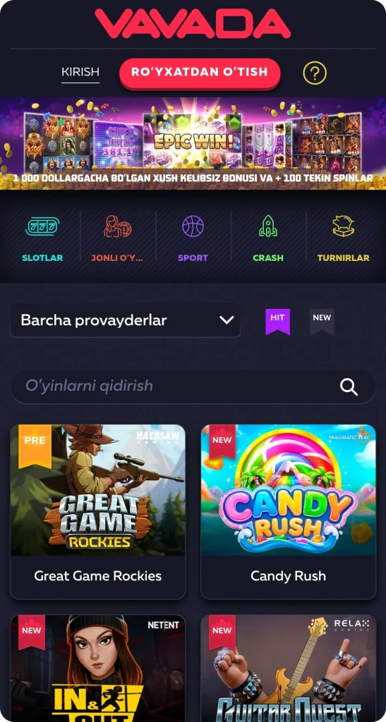 Android uchun Vavada Casino mobil ilovasi